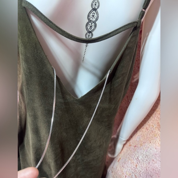 NWOT Olive Green Faux Suede Slip Dress - Picture 9 of 11